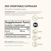 Solgar Taurine 500 mg, 250 Vegetable Capsules - Antioxidant - Brain & Heart Health - Amino Acid - Vegan, Gluten Free, Dairy Free, Kosher, Halal - 250 Servings